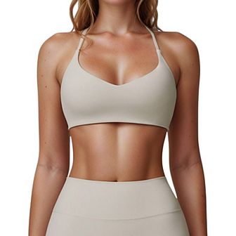 Women's Scoop Neck Sports Bra with Adjustable Straps and Smooth Stretch Fit