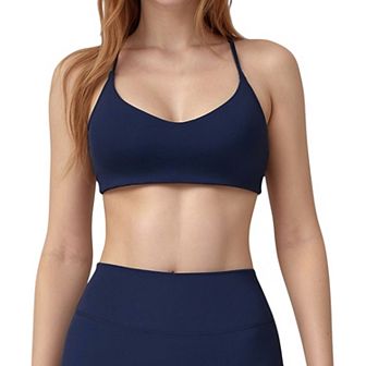 Women's Scoop Neck Sports Bra with Adjustable Straps and Smooth Stretch Fit