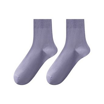 Women's Solid Crew Socks 2-Pack Soft Stretch Knit Comfortable Lightweight Everyday Fit
