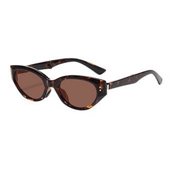 Women's Foldable Cat Eye Sunglasses with Compact Round Storage Case and UV Protection