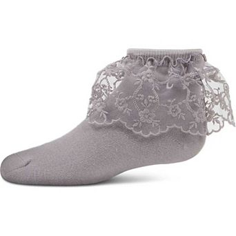Big Kids Petite Floral Lace Cotton Blend Anklet Socks