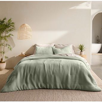 Miryana Crinkle 3 pc Cotton Duvet Set with Shams