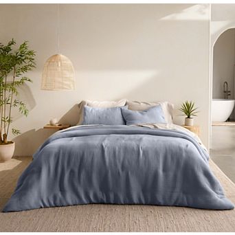 Miryana Crinkle 3 pc Cotton Duvet Set with Shams