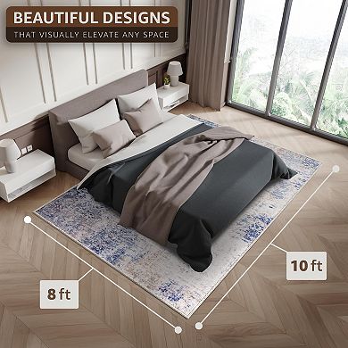 Sorbus 8 ft x 10 ft Area Rug, Machine Washable, Non-Slip, Vintage Rug