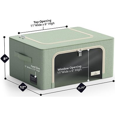 Sorbus 4 Pack Small Foldable Storage Box - Metal Frame, Oxford Fabric, Large Window & Handles