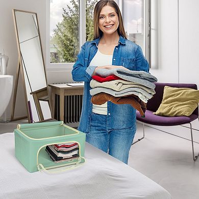 Sorbus 4 Pack Small Foldable Storage Box - Metal Frame, Oxford Fabric, Large Window & Handles