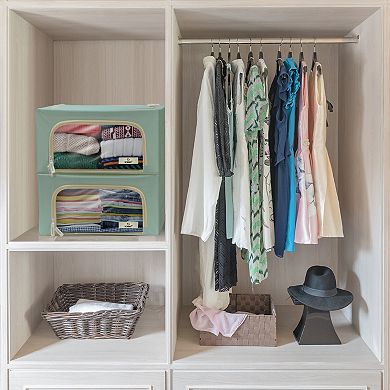 Sorbus 4 Pack Small Foldable Storage Box - Metal Frame, Oxford Fabric, Large Window & Handles