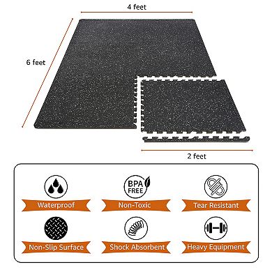 Sorbus (12 Tiles, 48 Sq ft) Exercise High Density Rubber Interlocking Floor Tiles