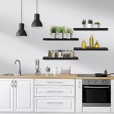 Sorbus 24 x 9 Inch 4 Pack Wall Mounted Floating Wood Shelves - for Kitchen, Living Room, Bathroom