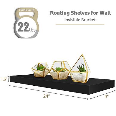 Sorbus 24 x 9 Inch 4 Pack Wall Mounted Floating Wood Shelves - for Kitchen, Living Room, Bathroom