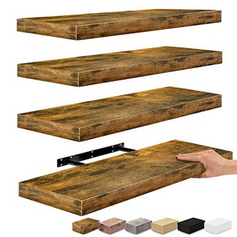 Sorbus 24 x 9 Inch 4 Pack Wall Mounted Floating Wood Shelves - for Kitchen, Living Room, Bathroom