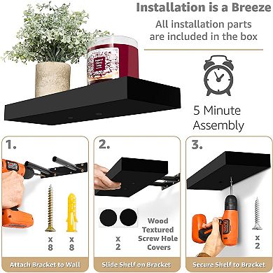 Sorbus 4 Pack Wall Mounted Floating Shelves - for storage and displaying decor