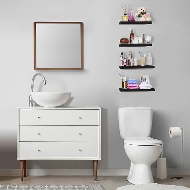 Sorbus 4 Pack Wall Mounted Floating Shelves - for storage and displaying decor