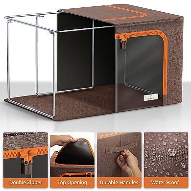 Sorbus 6 Pack Medium Foldable Storage Box - Organization for Bedroom, Linens & Clothes