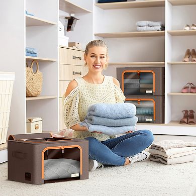 Sorbus 6 Pack Medium Foldable Storage Box - Organization for Bedroom, Linens & Clothes