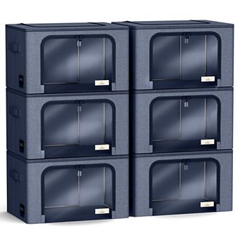 Sorbus 6 Pack Medium Foldable Storage Box - Organization for Bedroom, Linens & Clothes