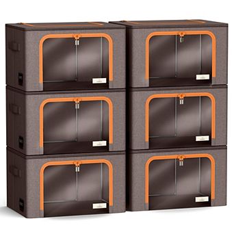 Sorbus 6 Pack Medium Foldable Storage Box - Organization for Bedroom, Linens & Clothes