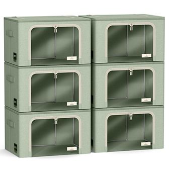 Sorbus 6 Pack Medium Foldable Storage Box - Organization for Bedroom, Linens & Clothes