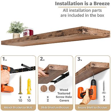2 Pack (35"x9") Sorbus Long Floating Wall Shelves for Decor, Kitchen, Living Room