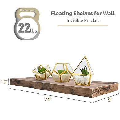 2 Pack (24"x9") Sorbus Floating Wall Shelves for Decor, Kitchen, Living Room