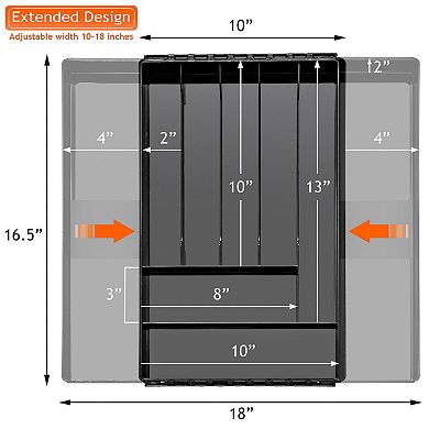 Sorbus Expandable Silverware Organizer - with 7 compartments and 2 expandable slots