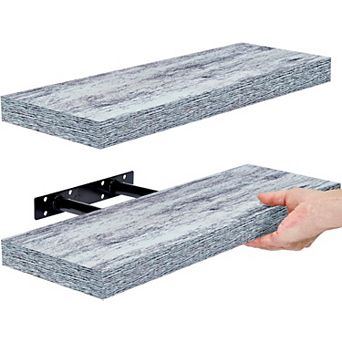2 Pack 16 Inch Sorbus Coastal Rectangle Floating Shelves - Display Books, Frames, & more