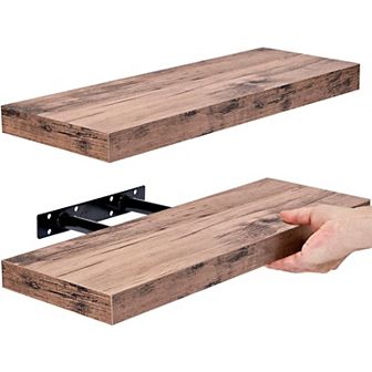 2 Pack 16 Inch Sorbus Coastal Rectangle Floating Shelves - Display Books, Frames, & more