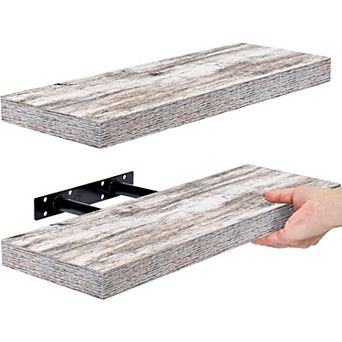 2 Pack 16 Inch Sorbus Coastal Rectangle Floating Shelves - Display Books, Frames, & more