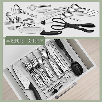 Sorbus Expandable Silverware Organizer - with 6 compartments and 2 expandable slots