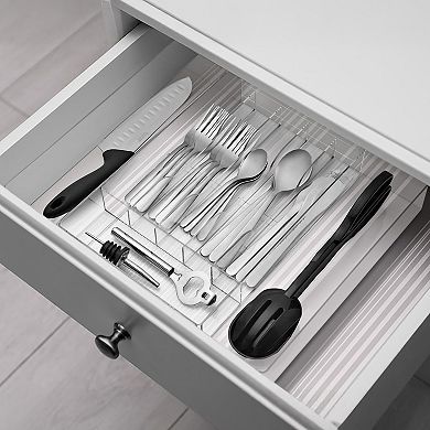 Sorbus Expandable Silverware Organizer - with 6 compartments and 2 expandable slots