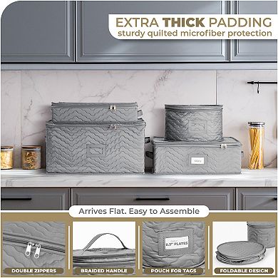 Sorbus 8 Piece Quilted China Dinnerware Storage Cases - for Dinnerware, Mugs, Cups