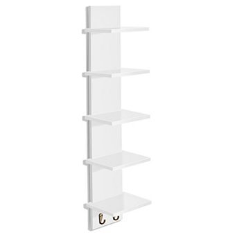 Sorbus 5 tier Wall Mounted Floating Shelf Unit with Hooks - Home Decor and Storage Organizer