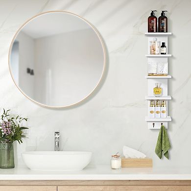 Sorbus 2 Pack 5 Tier Wall Mounted Floating Shelf Unit with Hooks - Home Decor and Storage Organizer