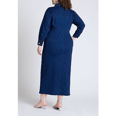 ELOQUII Women's Plus Size Denim Fitted Dress