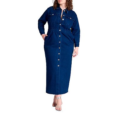 chinese dress ladies Perfect Choice Denim Maxi Dress – Charming Charlie main image 0