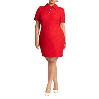 ELOQUII Women's Plus Size Tweed Mini Shirt Dress