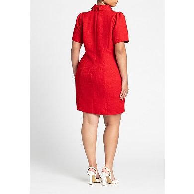 ELOQUII Women's Plus Size Tweed Mini Shirt Dress