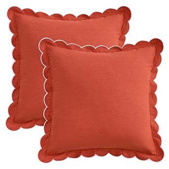 Soft Cotton Throw Pillow Covers Cushion Cases, Scalloped Wavy Edge Designs, Modern Home Decor 2 pc