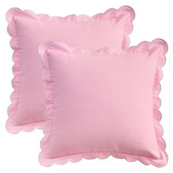 Soft Cotton Throw Pillow Covers Cushion Cases, Scalloped Wavy Edge Designs, Modern Home Decor 2 pc