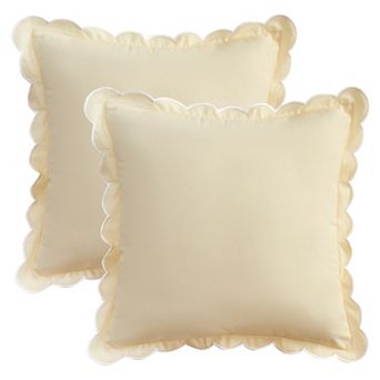 Soft Cotton Throw Pillow Covers Cushion Cases, Scalloped Wavy Edge Designs, Modern Home Decor 2 pc