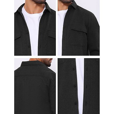 Men's Long Sleeve Button Down Solid Color Casual Work Jacket