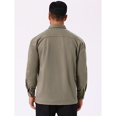 Men's Long Sleeve Button Down Solid Color Casual Work Jacket