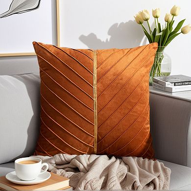 2Pcs Velvet Throw Pillow Cover with Gold Striped Cushion Case Modern Pillowcase for Sofa Bedroom