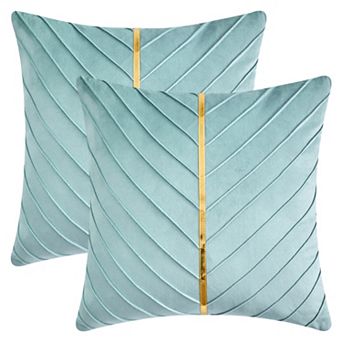 2 pc Velvet Throw Pillow Cover with Gold Striped Cushion Case Modern Pillowcase for Sofa Bedroom