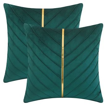 2 pc Velvet Throw Pillow Cover with Gold Striped Cushion Case Modern Pillowcase for Sofa Bedroom