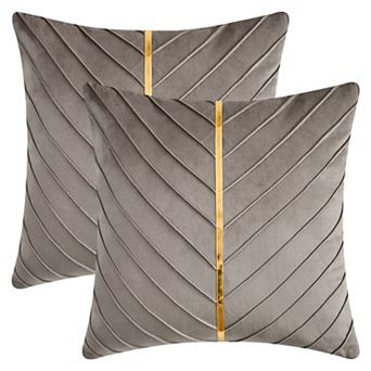 2 pc Velvet Throw Pillow Cover with Gold Striped Cushion Case Modern Pillowcase for Sofa Bedroom