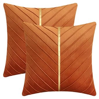 2 pc Velvet Throw Pillow Cover with Gold Striped Cushion Case Modern Pillowcase for Sofa Bedroom