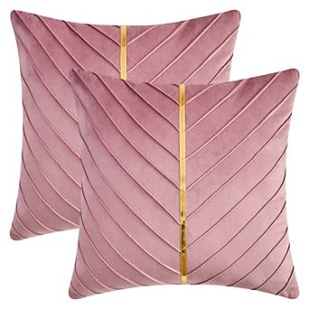 2 pc Velvet Throw Pillow Cover with Gold Striped Cushion Case Modern Pillowcase for Sofa Bedroom