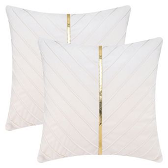 2 pc Velvet Throw Pillow Cover with Gold Striped Cushion Case Modern Pillowcase for Sofa Bedroom