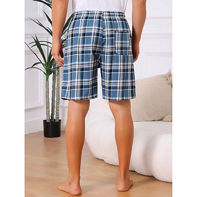 Men's Summer Casual Elastic Waist Plaid Pajamas Sleep Shorts
